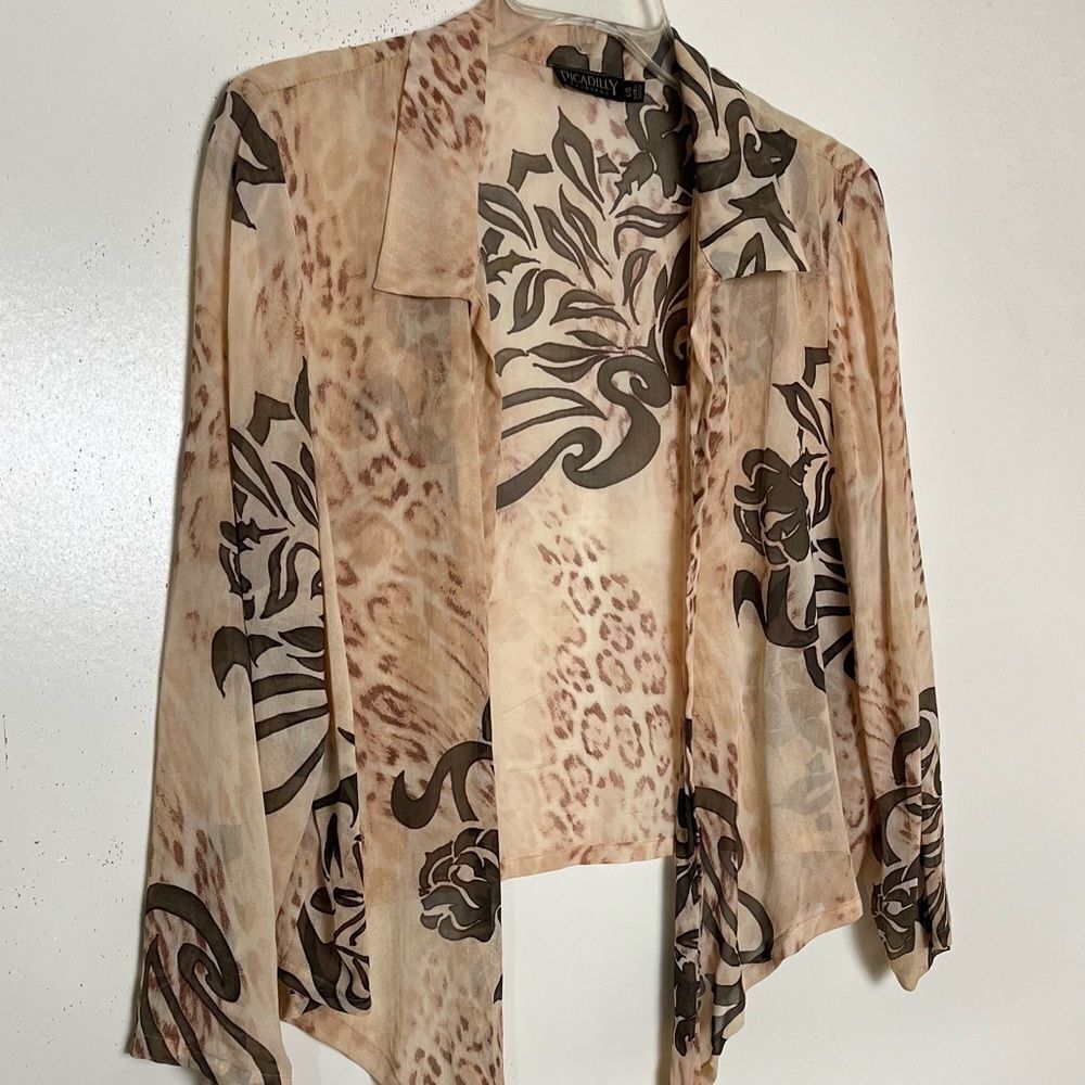Picadilly Fashions Open Front Waterfall Jacket Large Collared Sheer Rayon Canada - Picture 2 of 7